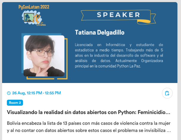 PyLatam's tweet image. Completamos un primer bloque de charlas con excelentes expositores de nuestra comunidad #Python. 🐍🎉
Muchísimas gracias por participar de esta edición #PyConLatam22 son lo máximo.🥳

👩‍💻Laura Gutierrez
👩‍💻Leandro E. Colombo
👨‍💻Javier Gutierrez
👩‍💻Tatiana Delgadillo

#Python🐍
#PyCon