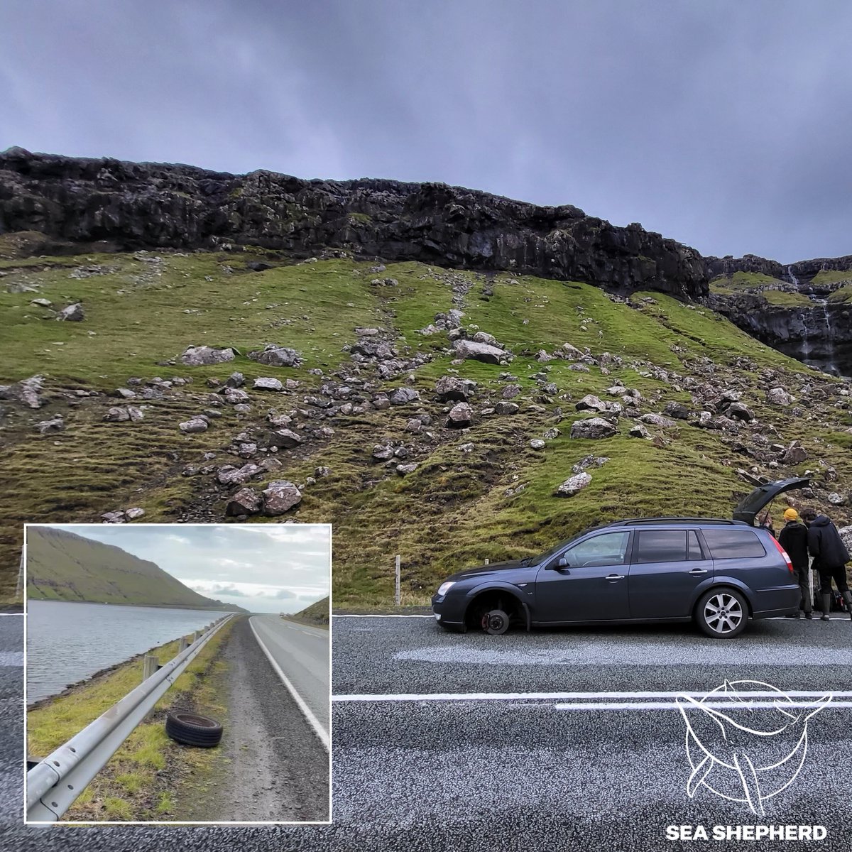 NeptunesPirates's tweet photo. Sea Shepherd Vehicle in Faroe Islands Loses Front Wheel While Driving After Being Sabotaged:
https://t.co/Yrii2gLy62 
The incident was immediately reported to the Torshavn police and an investigation has been opened. https://t.co/WAHz0wFWeT