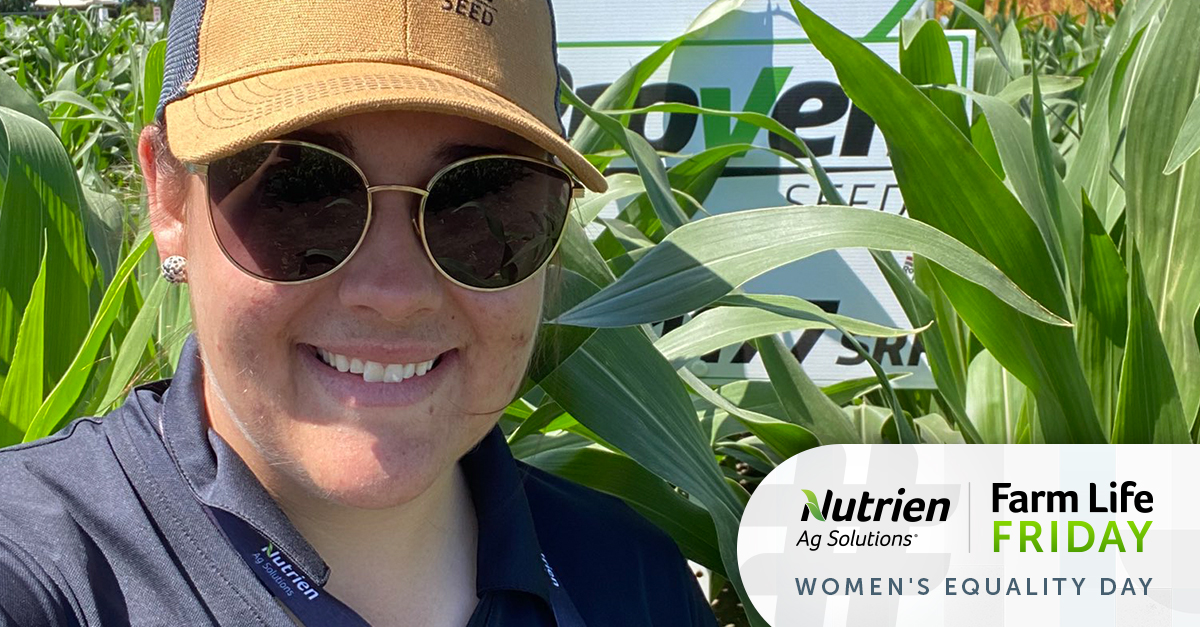 NutrienAgCda's tweet photo. This #FarmLifeFriday, we're celebrating #WomensEqualityDay! Women have always played an important role in Canadian agriculture, and today we salute the #WomenInAg who are #LeadingTheField.

@Shelby_LaRose01 @NutrienAg_SAB https://t.co/O6e7SrSFH3