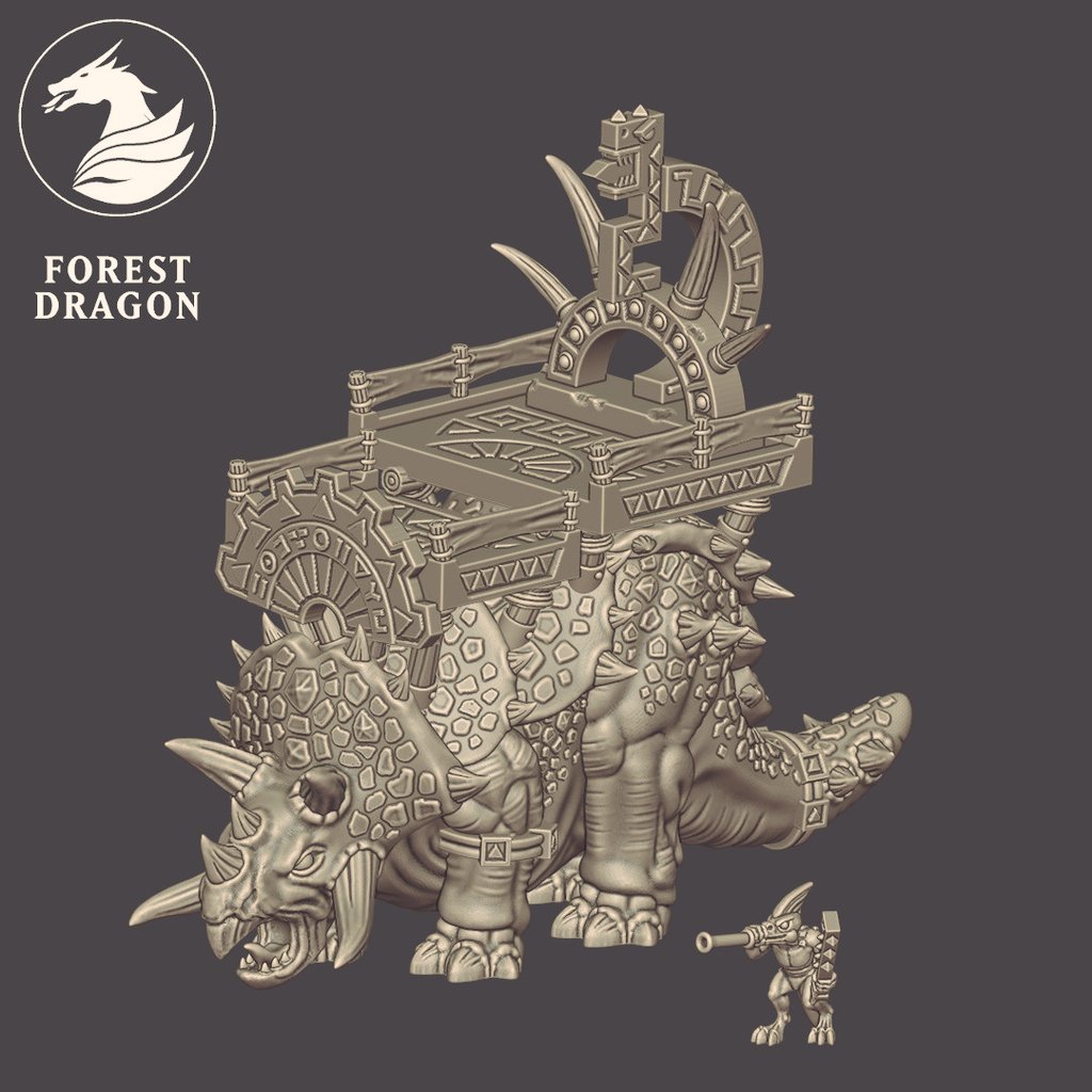 The mighty megadon will finally awaken and join the Reptilian army from October 2 😴

This huge beast will come in three versions:

🦖 Platforms for crew (as in our image), to be printed separately 
🦕 A throne for the archmage
🦎 No riders (or platforms) at all