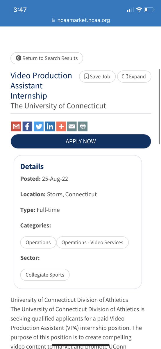 ZachKeding_'s tweet photo. 🚨🚨🚨NEW UCONN JOB POSTING JUST DROPPED🚨🚨🚨

*Internship
*Full time 
*Assistant
*Bachelors Degree Required
*Previous Experience Required
*$26,000 https://t.co/xHath3FSXx