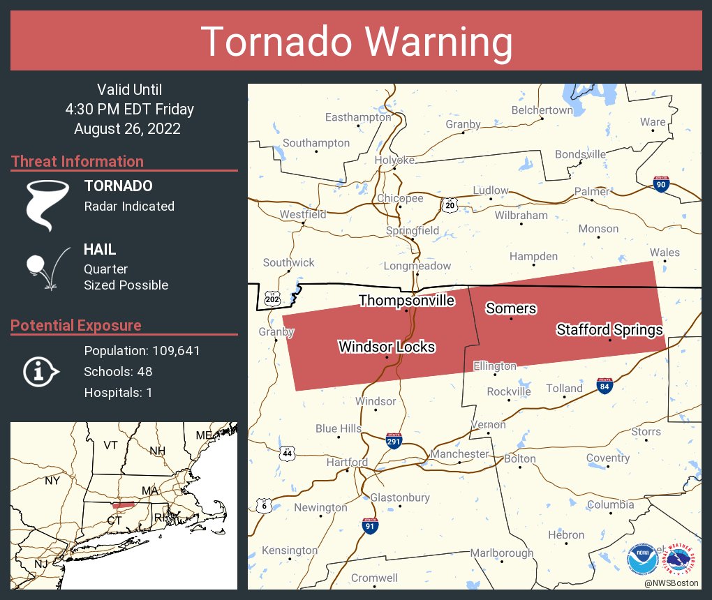 NWS Boston on Twitter "Tornado Warning including Windsor Locks CT