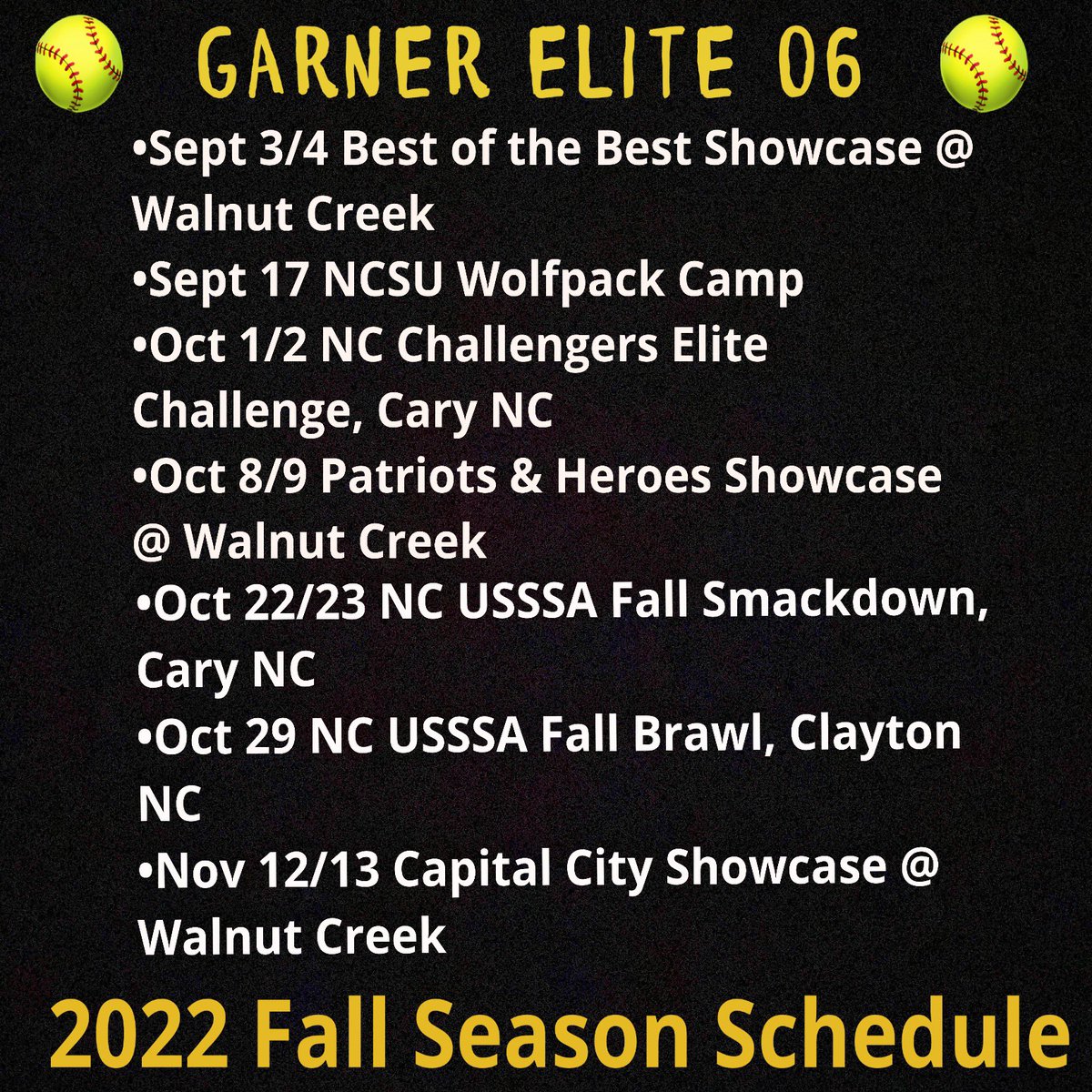 Here’s our 2022 Fall Schedule! #garnerelite06 #KeepPushing