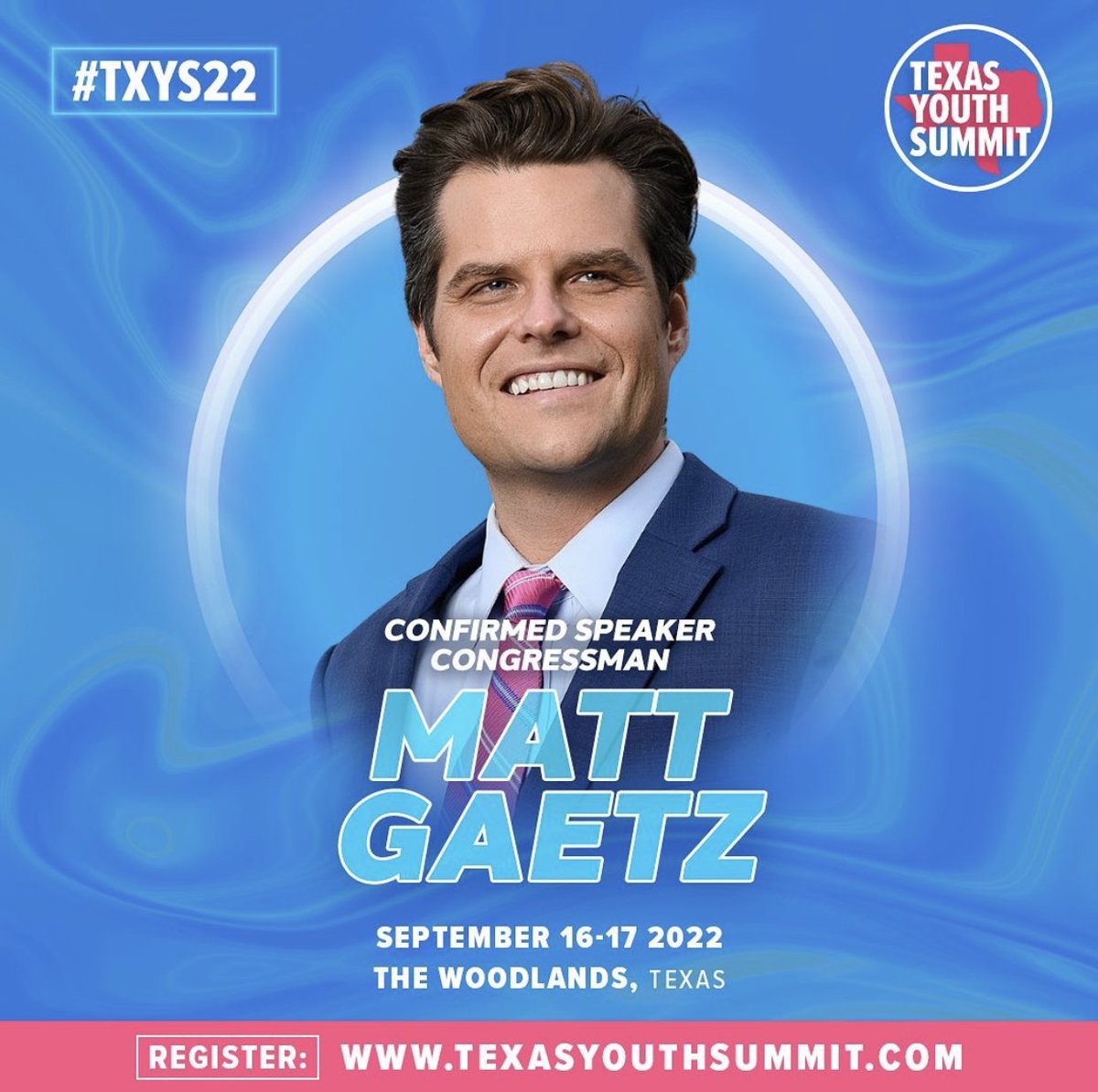 Matt Gaetz going to the Texas Youth Summit to see if he can get a .. student loan.
#MattGaetz 
#mattgaetzistriggered