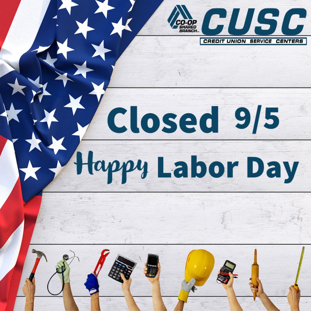 All standalone branches will be closed in observance of Labor Day. We are open regular hours Saturday [9:00am - 4:30pm] and Sunday [1:00pm- 4:30pm].