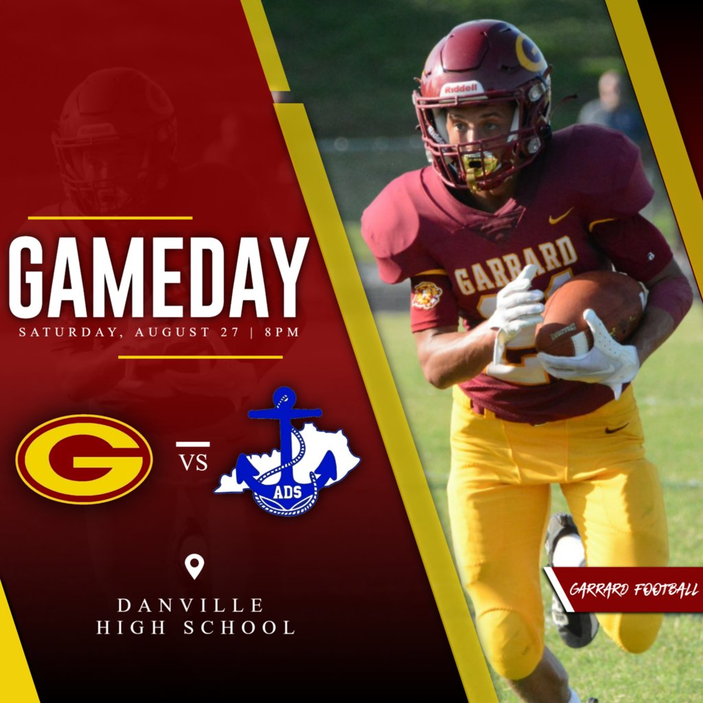 GarrardGCHS's tweet photo. Tomorrow is GAMEDAY for our Golden Lions! Travel with us to Admiral Stadium to watch our Lions face Danville at 8:00PM!🏈 https://t.co/HWbkEG6tFn