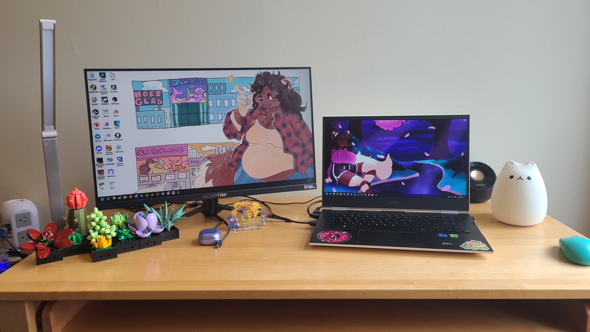 catgirl, online? crazy on Twitter "Temp desk setup!! Im very happy