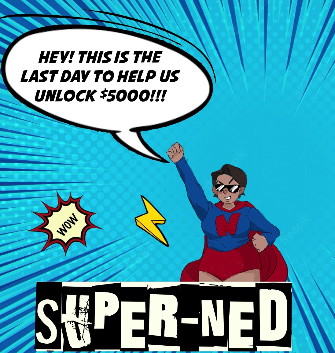 SuperNedTheFilm's tweet photo. Hey! So in case you don't know, a backer came forward &amp; promised to donate $5000 if we get just 31 more backers by the end of TODAY! So if you're considering supporting, doing it now would help us get a MASSIVE donation!!!

BE OUR SUPERHERO https://t.co/vPqfewyF5x https://t.co/rgPQq9QS2b