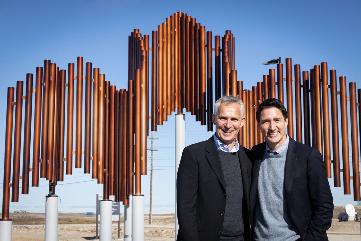 jensstoltenberg's tweet photo. It was great to visit Cambridge Bay, Nunavut on Thursday with my friend PM @JustinTrudeau. #NATO is an #Arctic Alliance, and #Canada plays a vital role with presence, exercises, and research. I was also honoured to meet with local indigenous leaders. Thank you for hosting us. https://t.co/pdyVRHFhH2