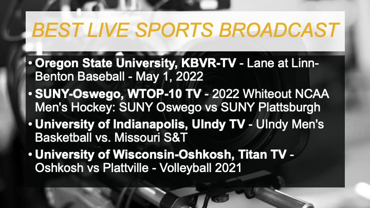 AskCBI's tweet photo. National Student Production Award finalists: 
@KBVRTV1 @wtop10 @UIndyTV @TitanTV57 https://t.co/UlDem64Jyw