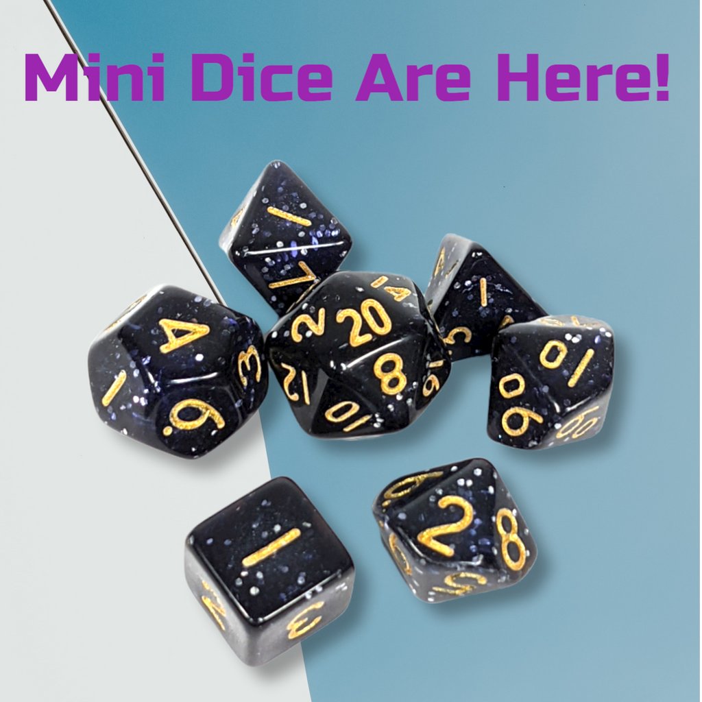 10mm Mini Dice Have Arrived!
#Standwithsmall
etsy.me/2JgJ2uB

#fanaticallyinclined #nevertoomanydice #yeggamers  #dungeonsanddragons #rpg #dnd #gaming #d20 #gamer #roleplay #geek #dnd5e #nerd #roleplayinggame #rollthedice #campaignlife #nerdlife #games #5thedition