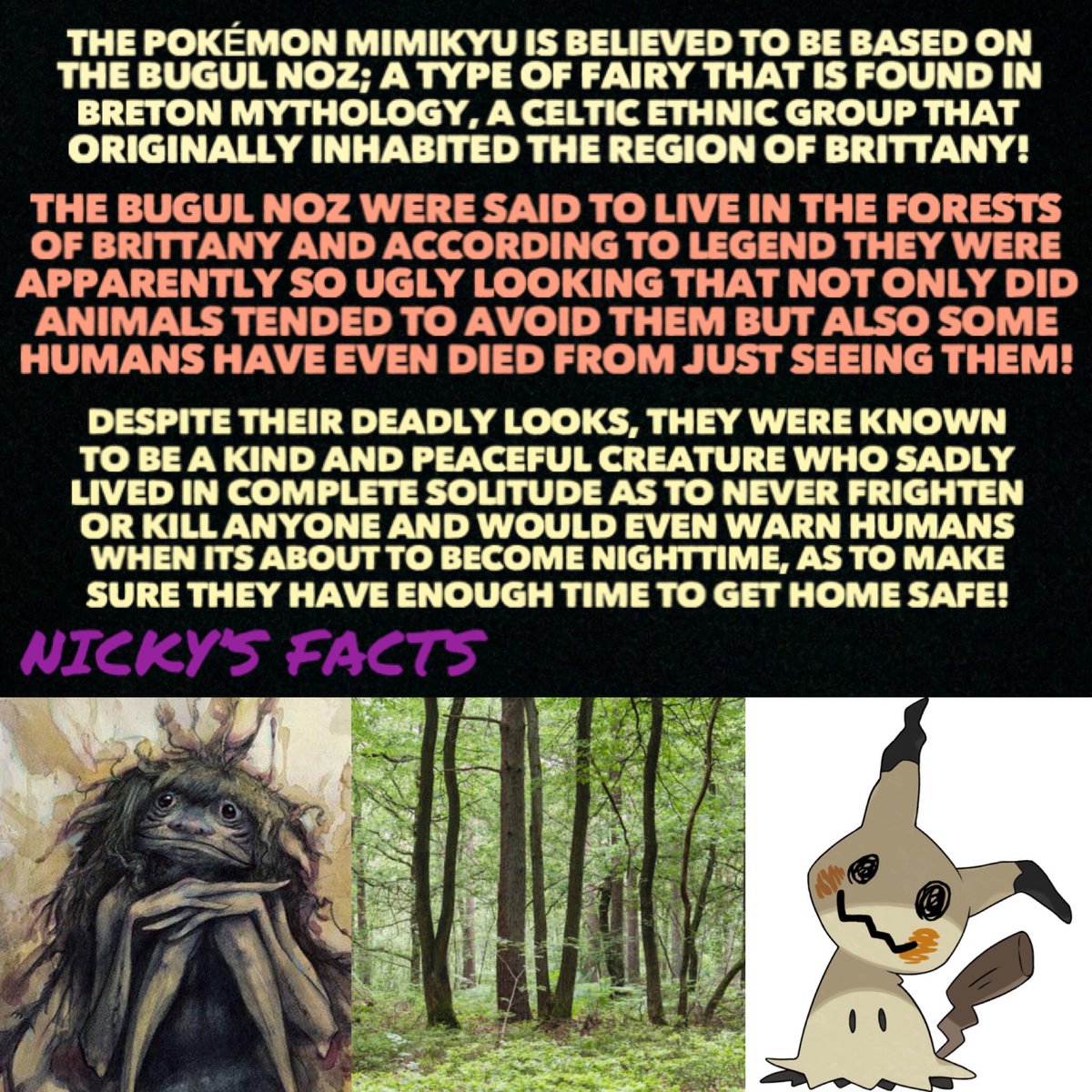 Poor Bugul Noz, they live forever alone in sadness just to keep us safe.😭 #Pokemon #Mimikyu #Mythology #Celtic