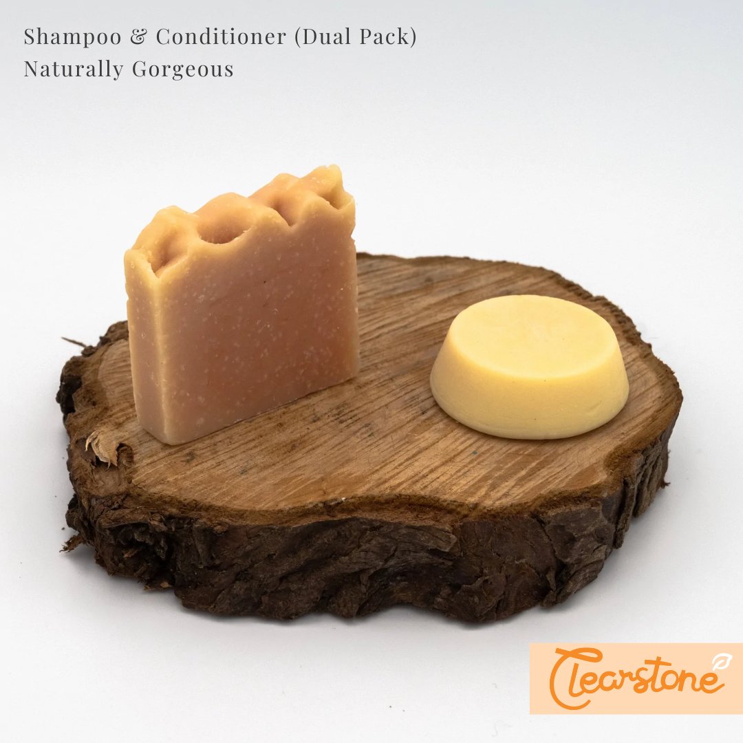 Swap out the nasty chemicals for this dual pack, which has both the fantastic qualities of two of our favourite conditioner &amp; shampoo combinations from Naturally Gorgeous Cosmetics.

Available in 5 delicious scents 🤩

Purchase at clearstone.co.uk 🙌