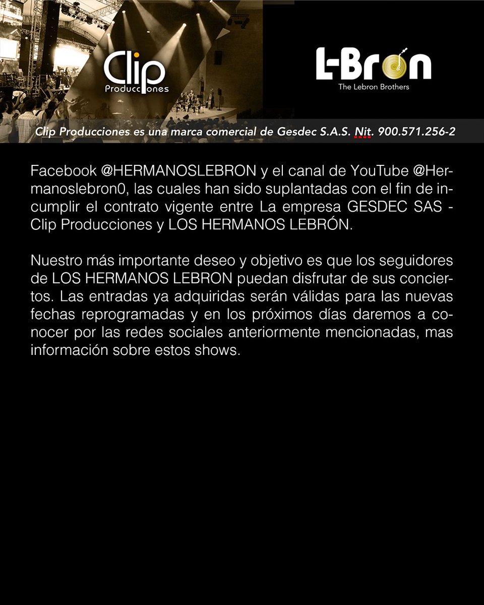 COMUNICADO OFICIAL

#Giraeuropa2022 #55aniversario #Loshermanoslebroneneuropa #loshermanoslebron #hermanoslebron #clipproducciones #gesdecsas #TourEuropaPiensaloBien