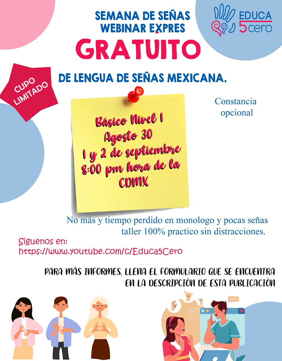 EdusignandoLSM's tweet photo. Inscribete aqui https://t.co/W2ZNbDa4rv #lenguadeseñasmexicana #lsm https://t.co/Y8i42Vuqqp