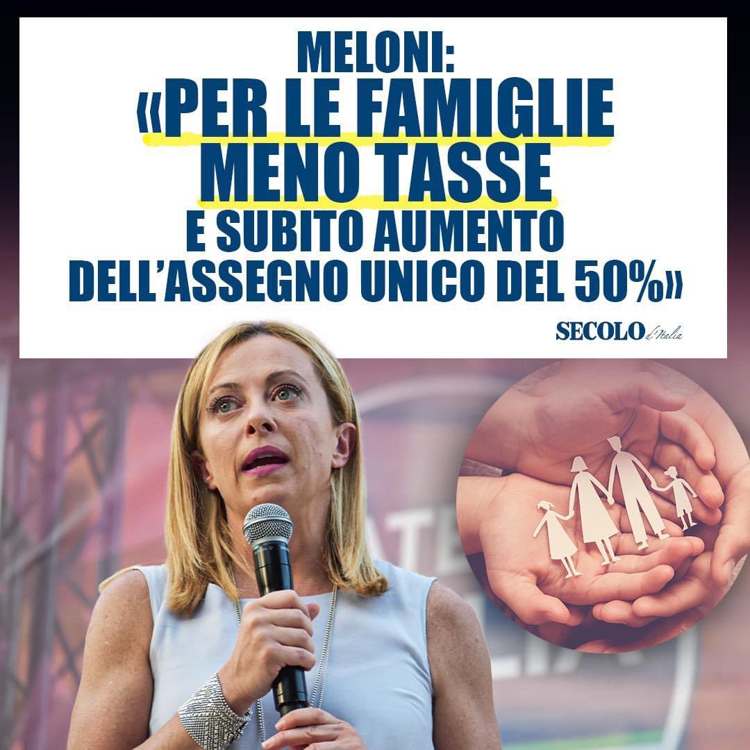 🔵 <a href="/GiorgiaMeloni/">Giorgia Meloni</a> :Dobbiamo sostenere le famiglie, motori trainanti della nostra società🇮🇹 #fdi #25settembre #pronti <a href="/FratellidItalia/">Fratelli d'Italia 🇮🇹</a>