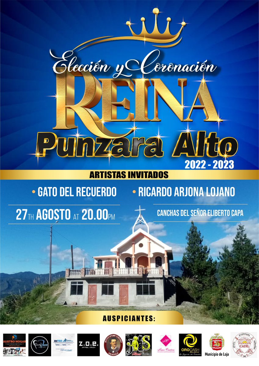attaecu's tweet photo. #Loja | El barrio Punzara Alto se complace invitar a la culta ciudadanía lojana a participar del certamen Reina de Punzara Alto  2022 2023, 

¡Invitados todos a ser partícipes de este gran evento!. https://t.co/EdIALFS1yj