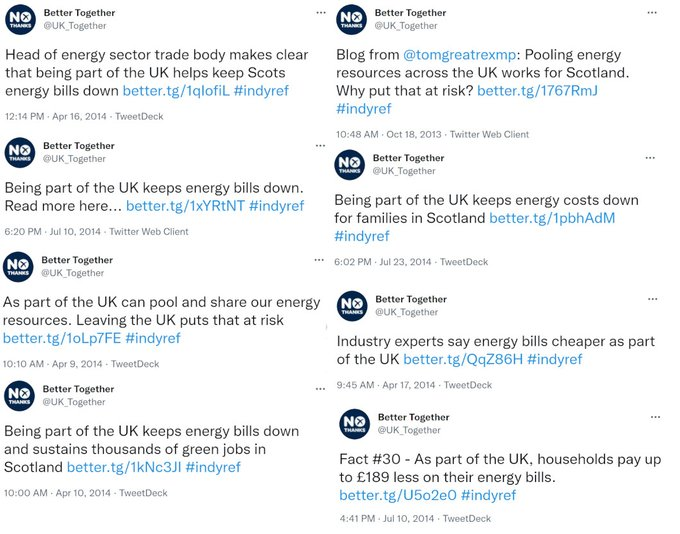 Innealadair's tweet image. What we were told in 2014 by the Labour, Conservative and Liberal-Democrat coalition organisation.