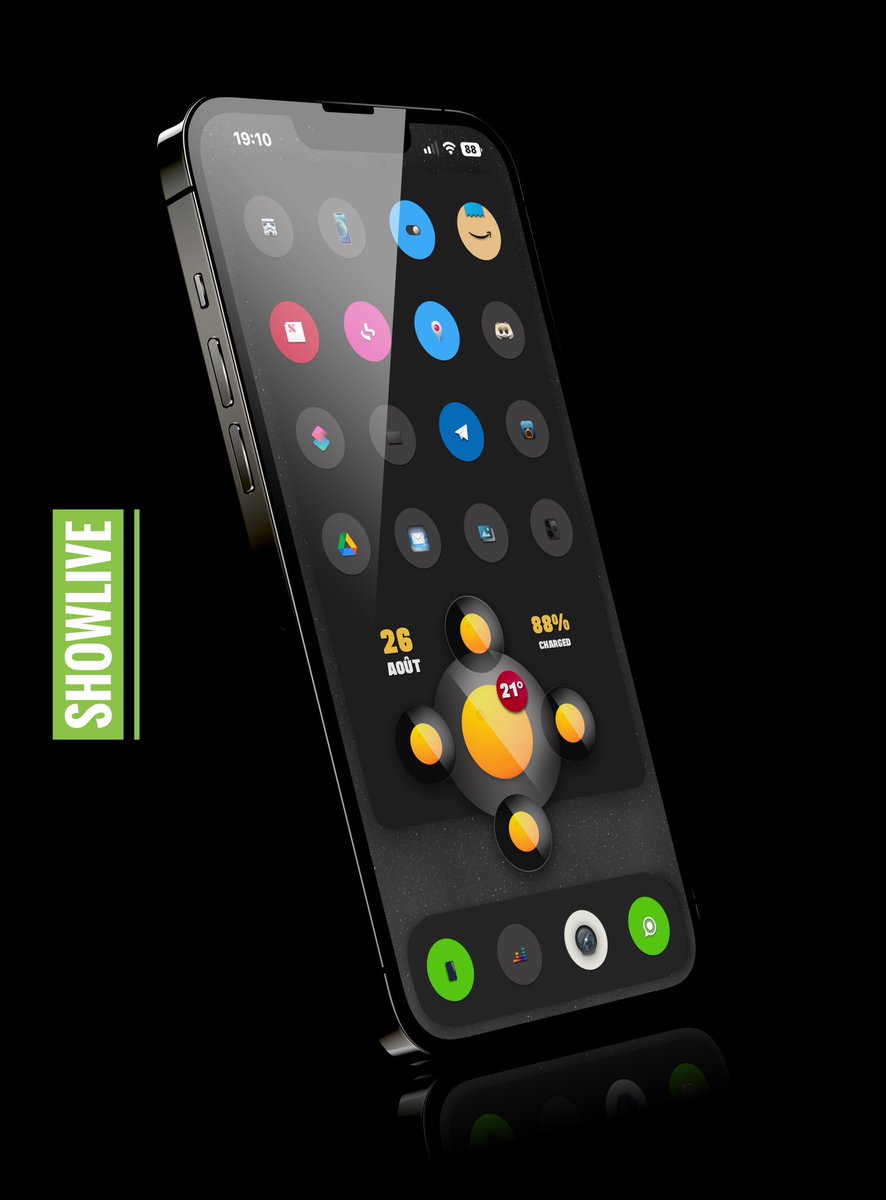 TeboulDavid1's tweet photo. Tonight ´roundish´ on #iOS16Beta7 with #ShowApp 🌴🌴🌴
.
.
🔘 #ShowLive⚡️@SeanKly
🍊 Icons me
.
.
#ios15homescreen
@screenshot_pro
#ios15icons
#shortcuts
#Wallpaper @SeanKly
#iOS16Beta7
#iPhone13ProMax
#ShowLive🤗 Swa59 https://t.co/dfquDu17QZ