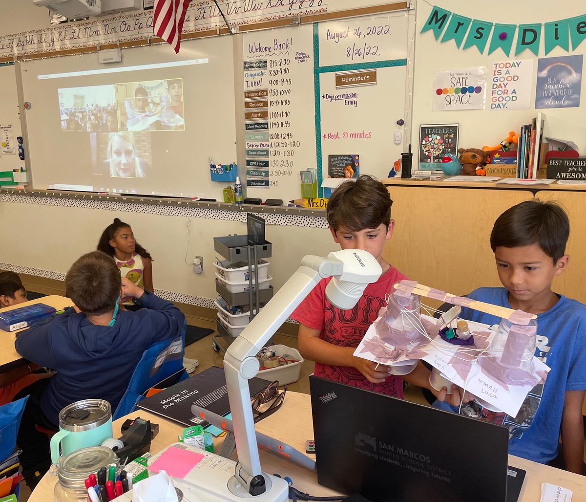 christinekdixon's tweet photo. These lucky 3rd graders had a special surprise Zoom visit from the amazing #STEMPLN friend, @mrsfigmakes author of Miss Makey and the Magic Bin📖

This book is perfect for my @DoublePeak_K8 innovators, inspiring creativity &amp; celebrating our #Makerspace as a room full of Magic!🪄 https://t.co/IqX9SC7SBA