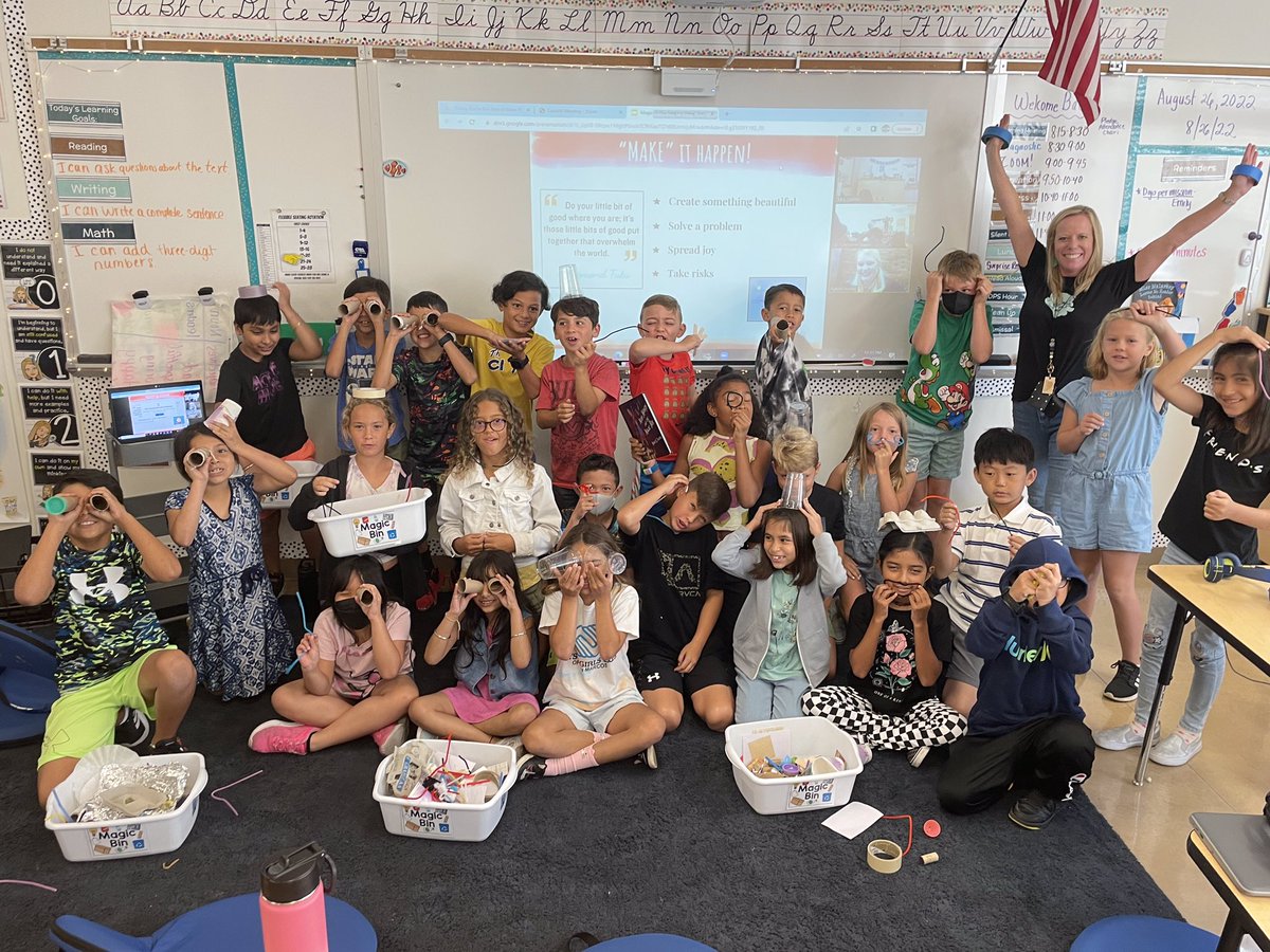 christinekdixon's tweet photo. These lucky 3rd graders had a special surprise Zoom visit from the amazing #STEMPLN friend, @mrsfigmakes author of Miss Makey and the Magic Bin📖

This book is perfect for my @DoublePeak_K8 innovators, inspiring creativity &amp; celebrating our #Makerspace as a room full of Magic!🪄 https://t.co/IqX9SC7SBA