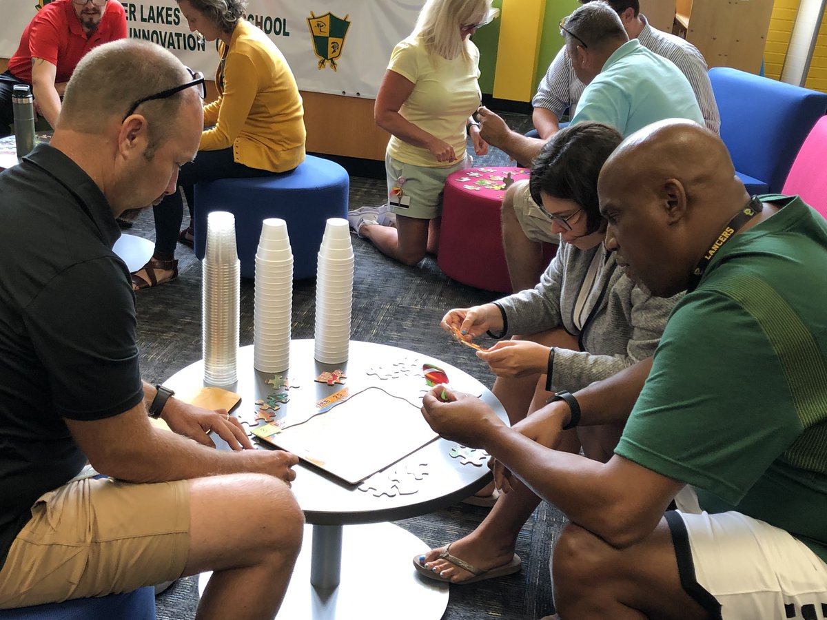 DLSDCounselors's tweet photo. @deerlakessd Middle School staff are a perfect fit! They worked together successfully to complete a puzzle activity as a part of PBIS training during in service. @drabate_dlms @DLMSPrincipal @eddyfroapple #DLTogether https://t.co/N1HoLMkRBn