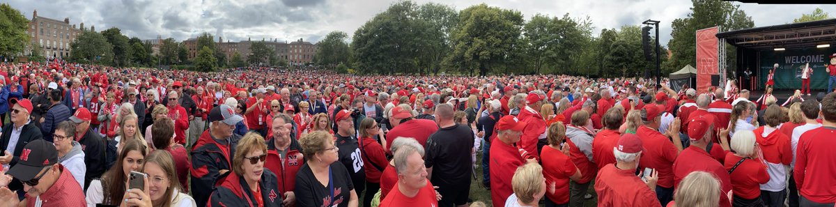 Large crowd today at the #Huskers pep rally in Dublin. #GBR
