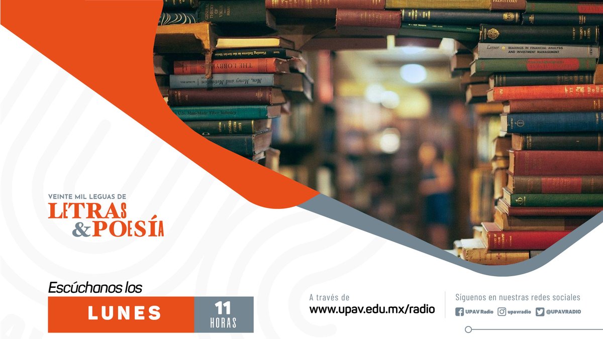 UPAVRADIO's tweet photo. Este lunes a las 11:00h⏰tienes una cita con Veinte mil leguas de letras y poesía.📚 
Recuerda que puedes escucharnos en 👉https://t.co/aHimW7Ea6y https://t.co/aktConXtTy