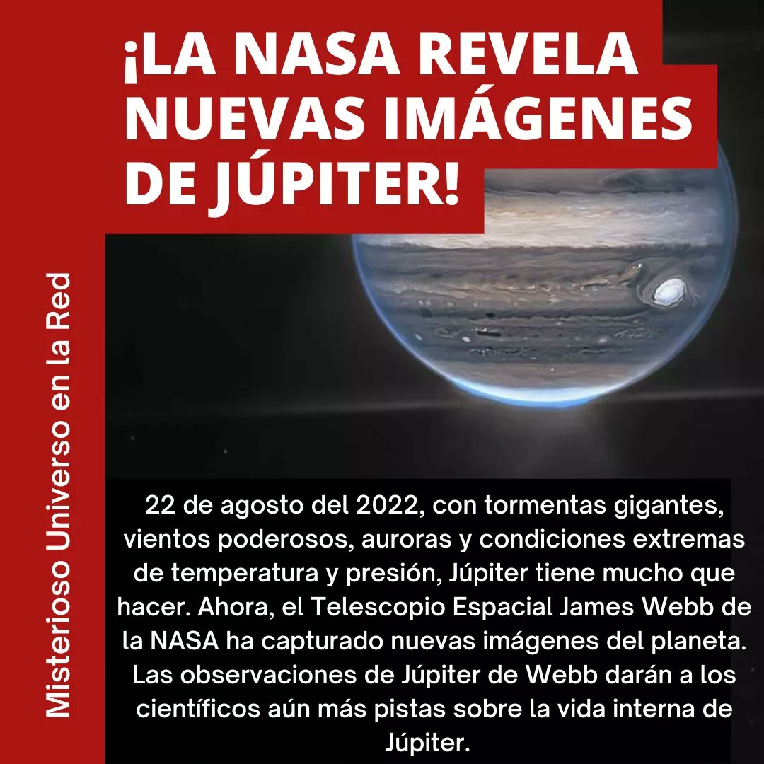 UniversoRed's tweet photo. 😱 La NASA revela nuevas imágenes sobre Júpiter [REALES]

🌀🌀Las imágenes fueron tomadas con el Telescopio James Webb.

#misteriosouniversoenlared #mur #nasa #jupiter #jameswebb #misterios #enigmas #planetas #telescopio #universo #news #viral #podcast #programasderadio #ivoox https://t.co/zj4p6ZvHmW