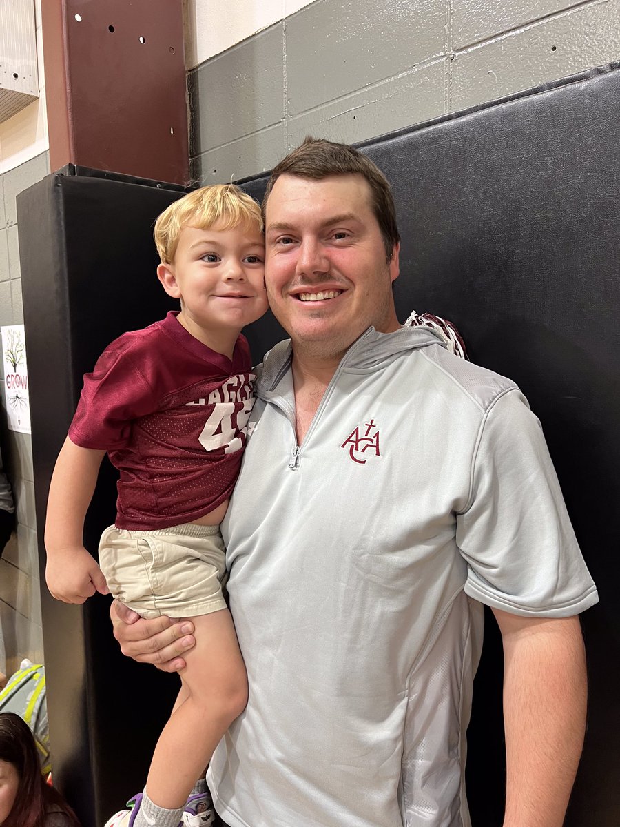 CoachGregHoward's tweet photo. Two of the greatest joys of working at ACA, are having my son and wife at school with me everyday! The 45 jersey must mean it’s Gameday! @sydneyshoward #it’smorethanfootball https://t.co/s0YZ9I9MUI