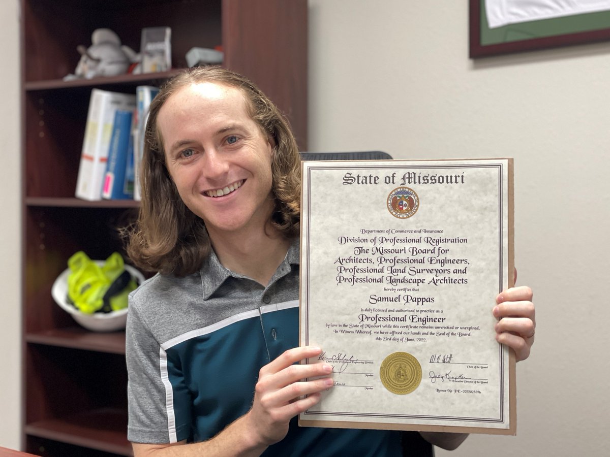 intechanchoring's tweet photo. That Friday afternoon, just got my P.E. License in the mail feeling! 😎 Congratulations, Sam!! 👏 👏 👏 We are lucky to have you on our team! #Intech #YourChoiceInDeepFoundations #GeotechnicalEngineer https://t.co/bJXUaQhKNY