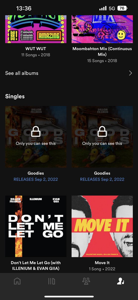 DillonFrancis's tweet photo. So funny story I fucked up and uploaded the song to Spotify wrong because I’m am idiot. I tried to fix it and upload the song correctly to Spotify…which was a bad idea cause look now I have the song coming out two times on sept 2nd! But good news is you get 2 for 1!!!! https://t.co/P6rSSSdvSo