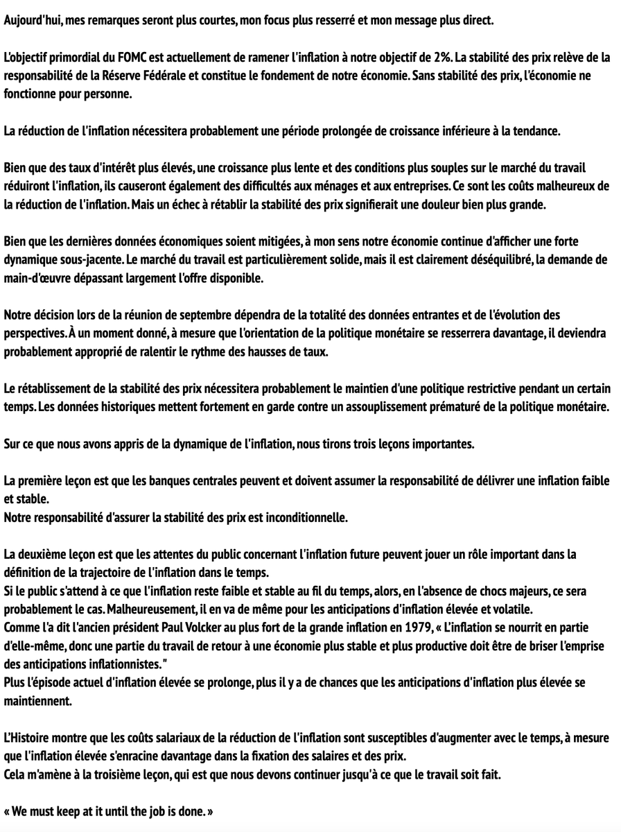 _Orson_'s tweet photo. Rarement Jerome Powell aura délivré un discours aussi 'straight-forward' qu'aujourd'hui à Jackson Hole, discours qu'on peut probablement déjà qualifier d'historique, tellement direct qu'il a laissé le marché en état de choc

Morceaux choisis 👇

https://t.co/bOg00Ng5Ds https://t.co/8gws8eG0WG
