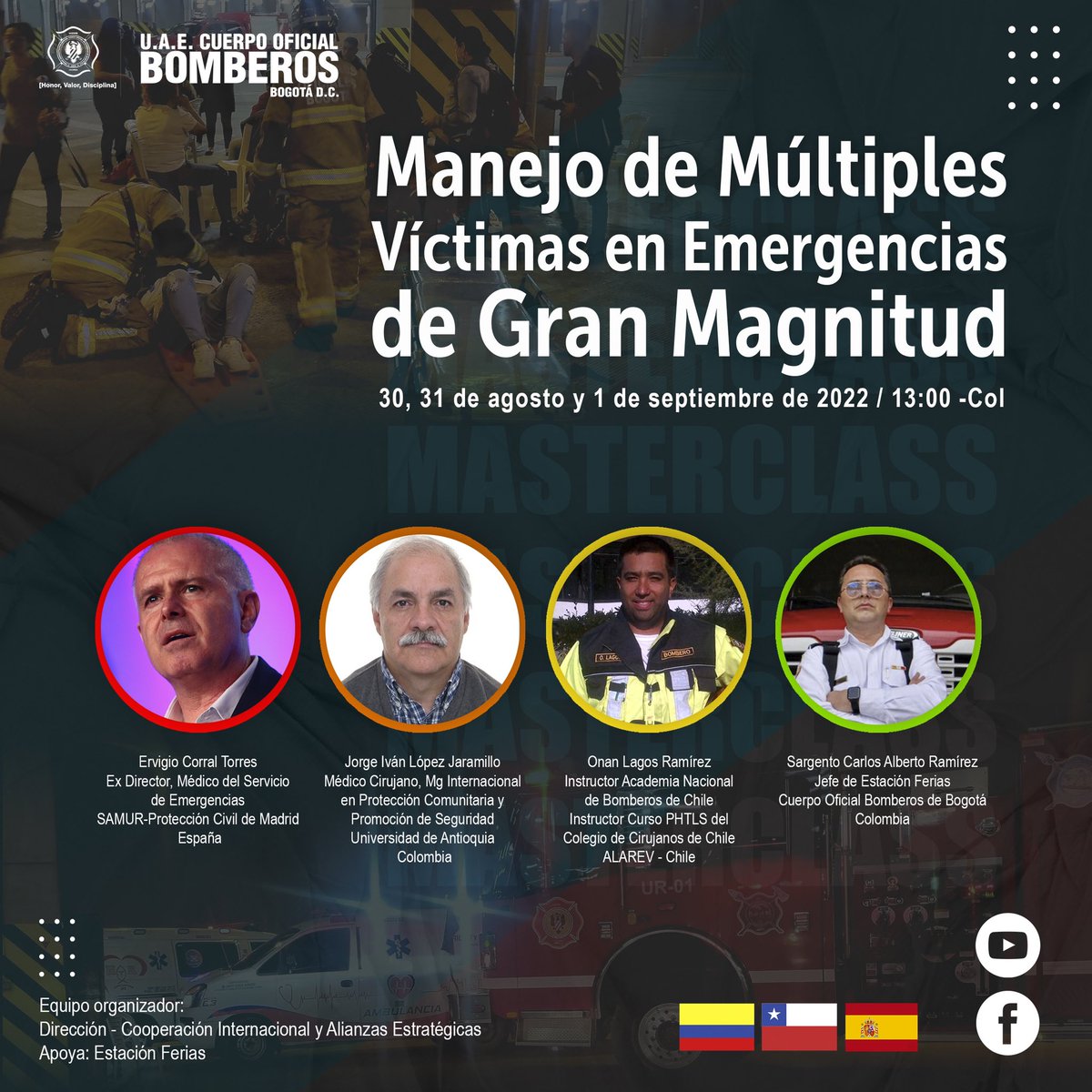 Te invitamos a participar en la próxima Masterclass: Manejo de Múltiples Víctimas en Emergencias de Gran Magnitud. El próximo 30, 31 y 1 de septiembre de 2022 ¡Regístrate aquí! forms.office.com/Pages/Response…