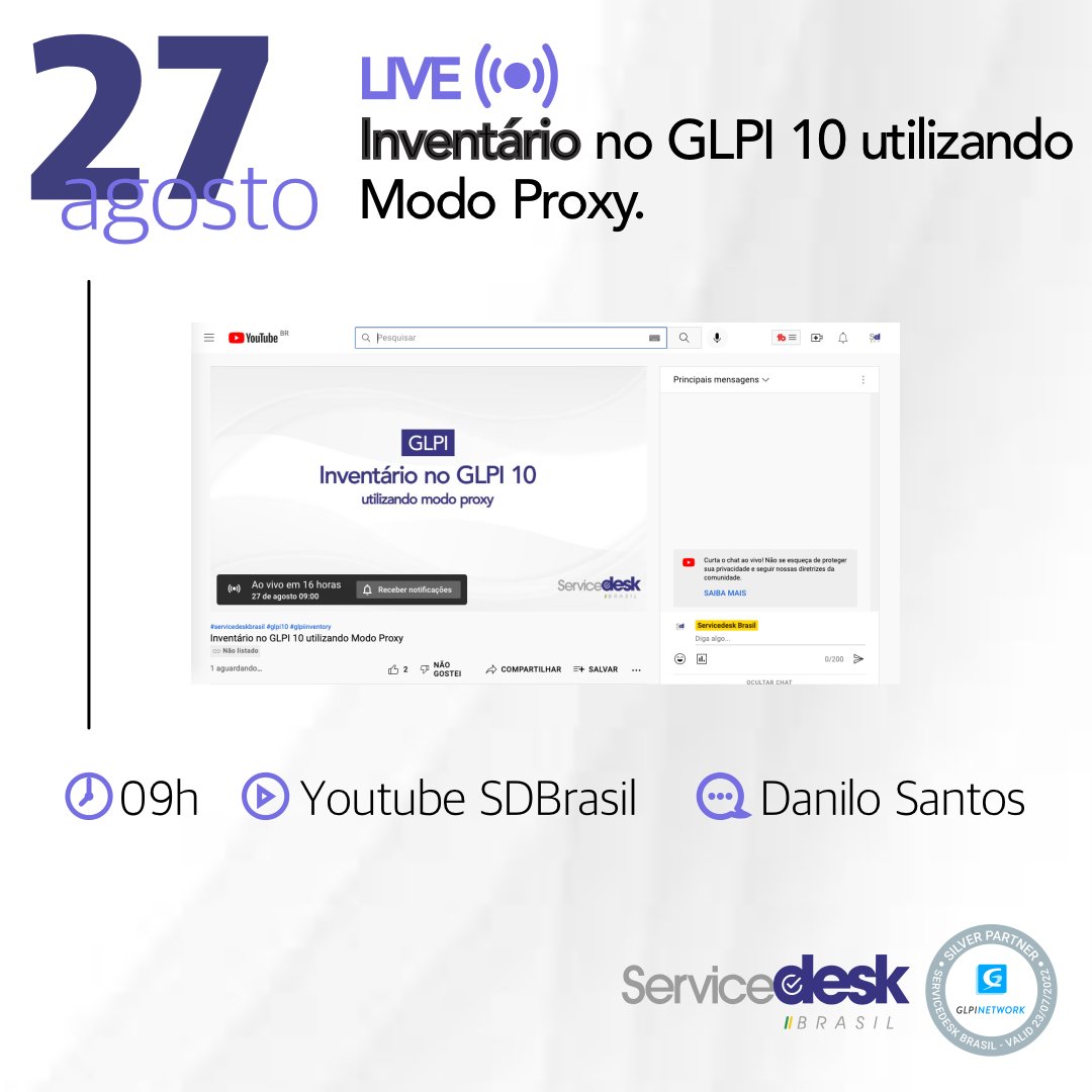 servicedeskbra's tweet photo. 📢 KEEP CALM, vem com o @Danilo_C_Santos  e bora de conteúdo! 😎🚀

AMANHÃ, 27 de agosto às 09h | Passo a passo do Inventário no GLPI em Modo Proxy
https://t.co/QeYzrBz22m

#servicedeskbrasil #glpibrasil #glpiinventory #glpiinventarionativo #inventarionativo #modoproxy #conteudo https://t.co/RBtrCIifCs