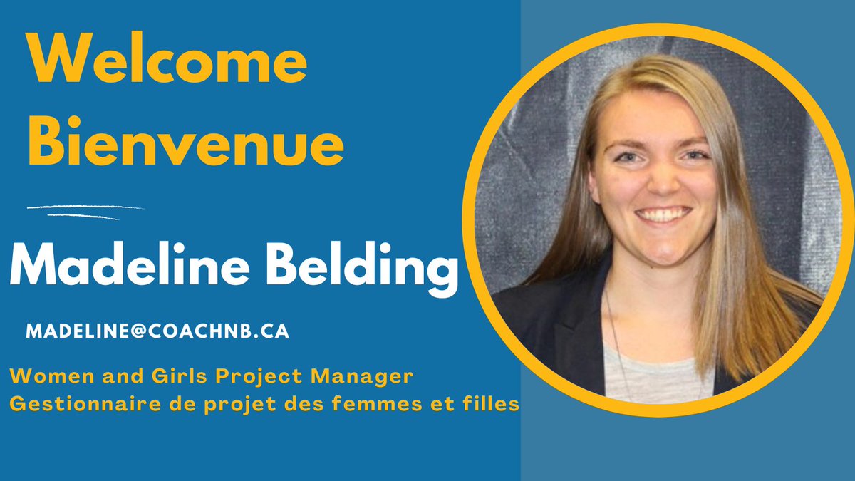 Attention coaches! 🎉
We are thrilled to welcome to the Coach NB team, Madeline Belding.  Our Women and Girls Project Manager (starting Sept 6). 🥳 

learn more about Madeline 
coachnb.ca/who-we-are/