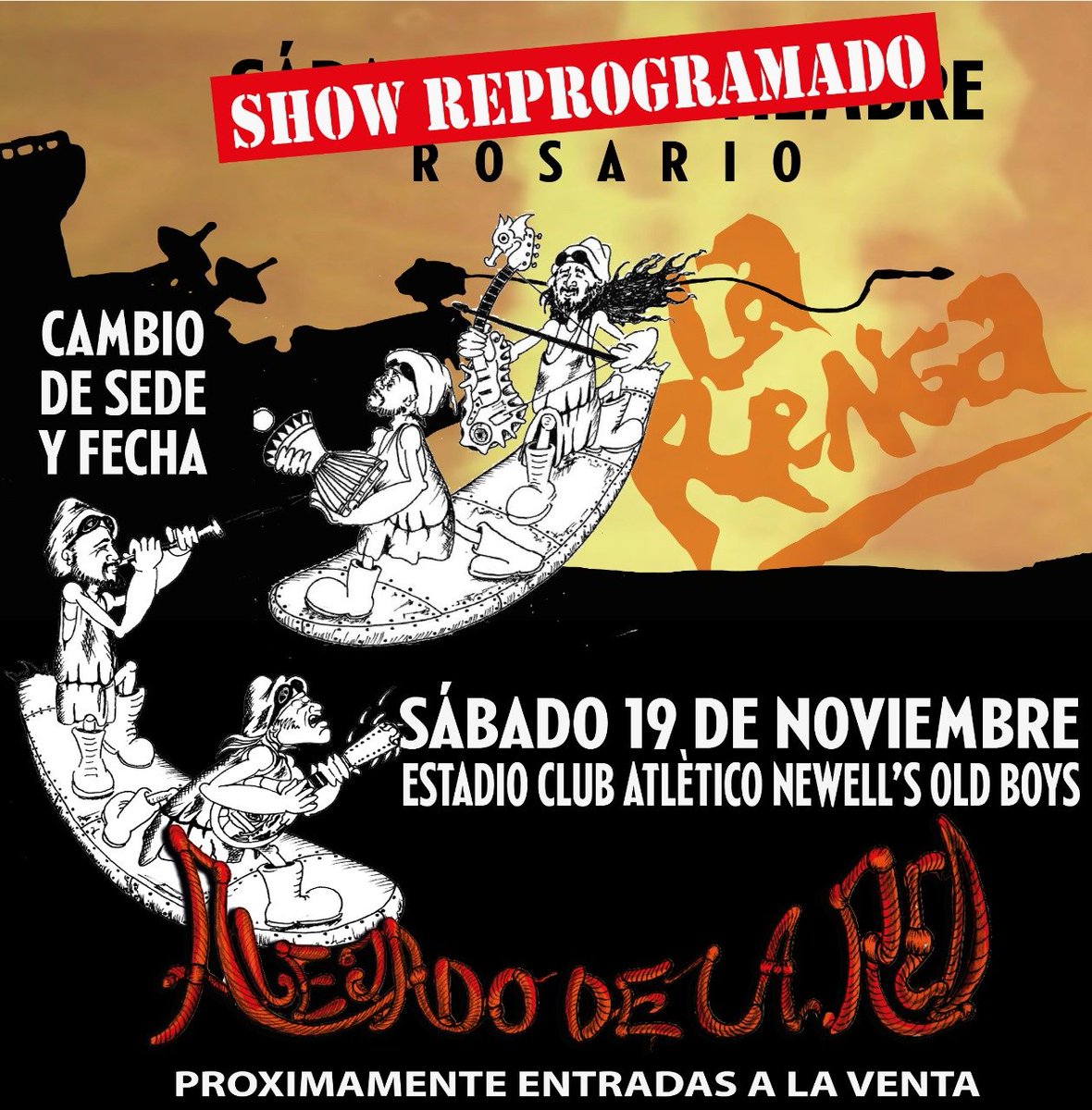 larenga's tweet photo. La Renga en Rosario. Show Reprogramado. 19 de Noviembre. Estadio Club Atlético NOB #larenga. Próximamente entradas en venta https://t.co/1iFpGqdrtk