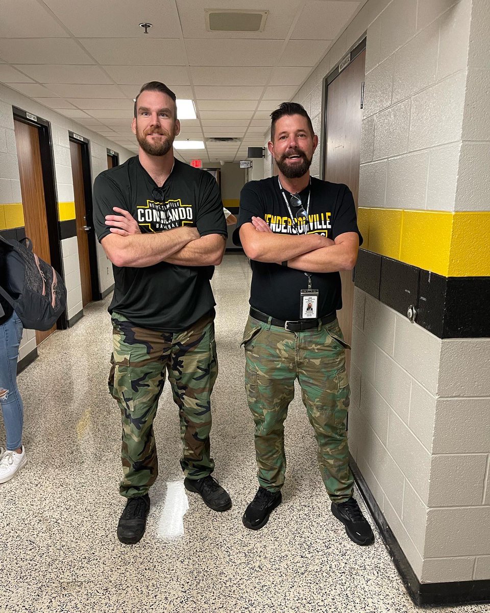 CommandoEnglish's tweet photo. Great first pep rally of the season! We loved seeing our new English teachers decked out in their Commando attire! #commandopride https://t.co/HtXXiaqC9h