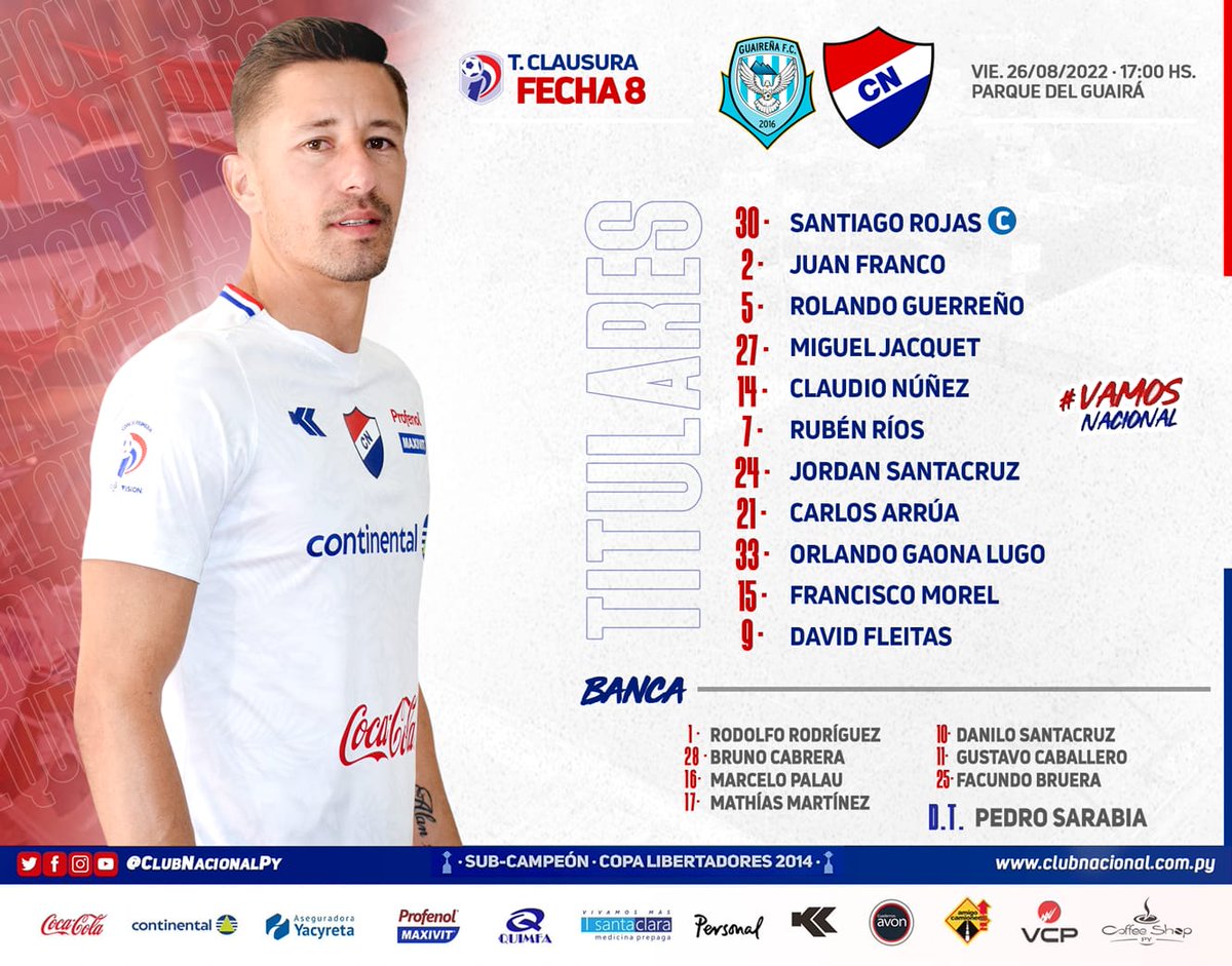 Juliosaza's tweet photo. Están confirmados los equipos: 

#Guaireña vs #Nacional 
#TorneoClausura 2️⃣0️⃣2️⃣2️⃣
#OctavaFecha https://t.co/pHexLCV4dt