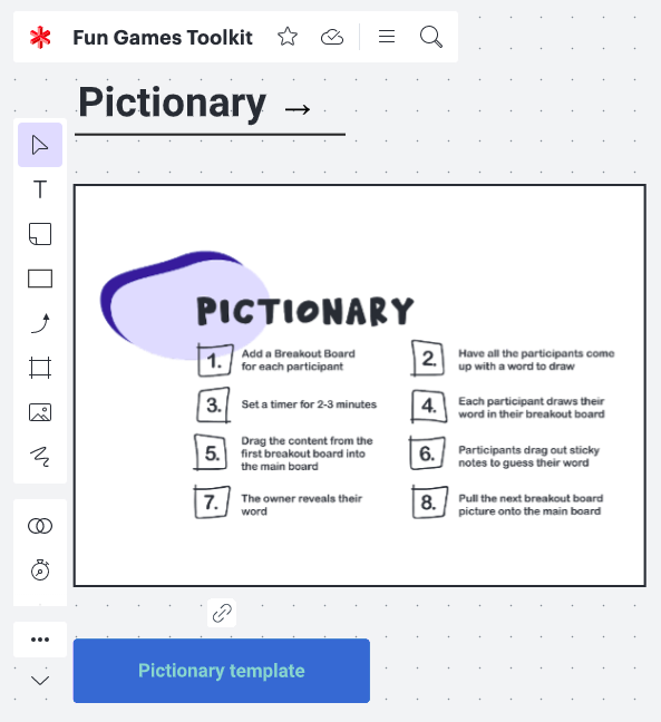 InClassWithMrsM's tweet photo. Today I played Pictionary on @Lucid4Edu and I forgot how fun that could be in a school setting. Definitely recommend checking out the Fun Games Toolkit with tons of games/ice breakers already set up for you! #iteachtech https://t.co/gMX6Cx0KOb