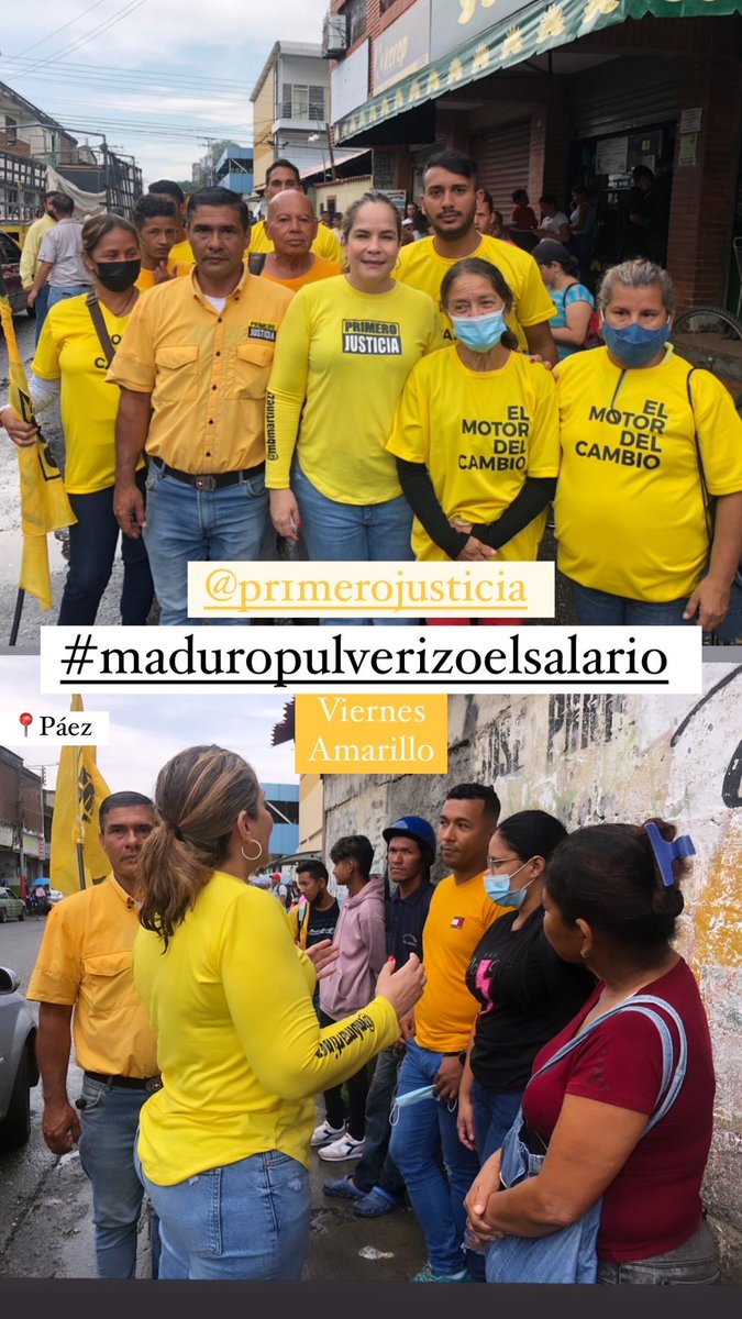 Hoy en nuestro viernes amarillo en el municipio Páez de Portuguesa, seguimos llevando el mensaje de la falsa Venezuela arreglada, queremos construir un país diferente con oportunidades reales y con una economía estable <a href="/Pr1meroJusticia/">Primero Justicia</a> #MaduroPulverizóElSalario