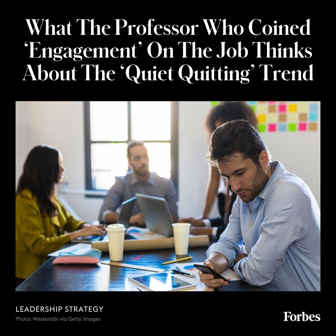 Forbes's tweet photo. Engagement, says Boston University professor William Kahn, “got redefined as how absorbed and attentive and energized someone can be on behalf of the organization”—rather than focusing on employees' personal connections with their work. https://t.co/4v5fpLIyiy https://t.co/F8gTy3cIGb