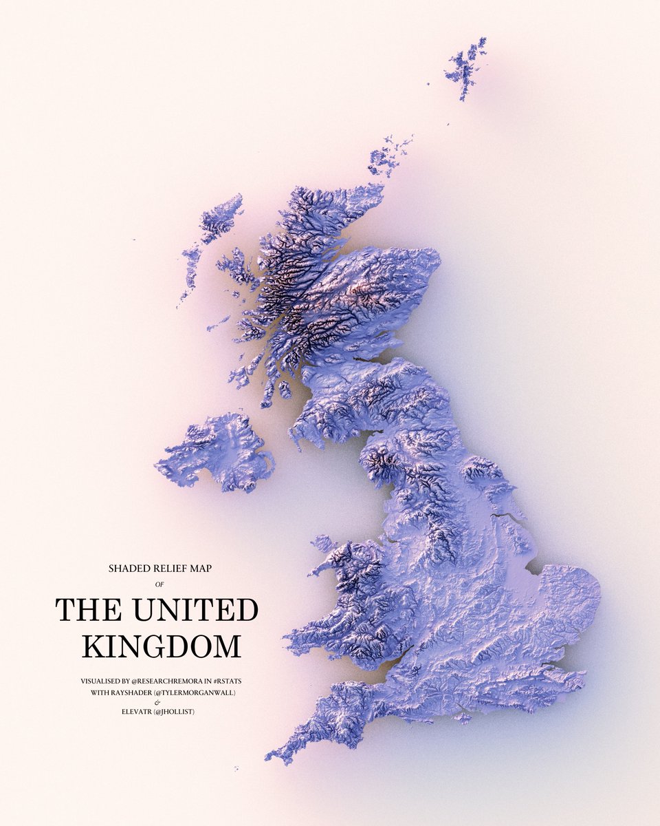 researchremora's tweet photo. A shaded relief map of the United Kingdom.

#rayshader adventures, an #rstats tale https://t.co/BJR8nXk2xe