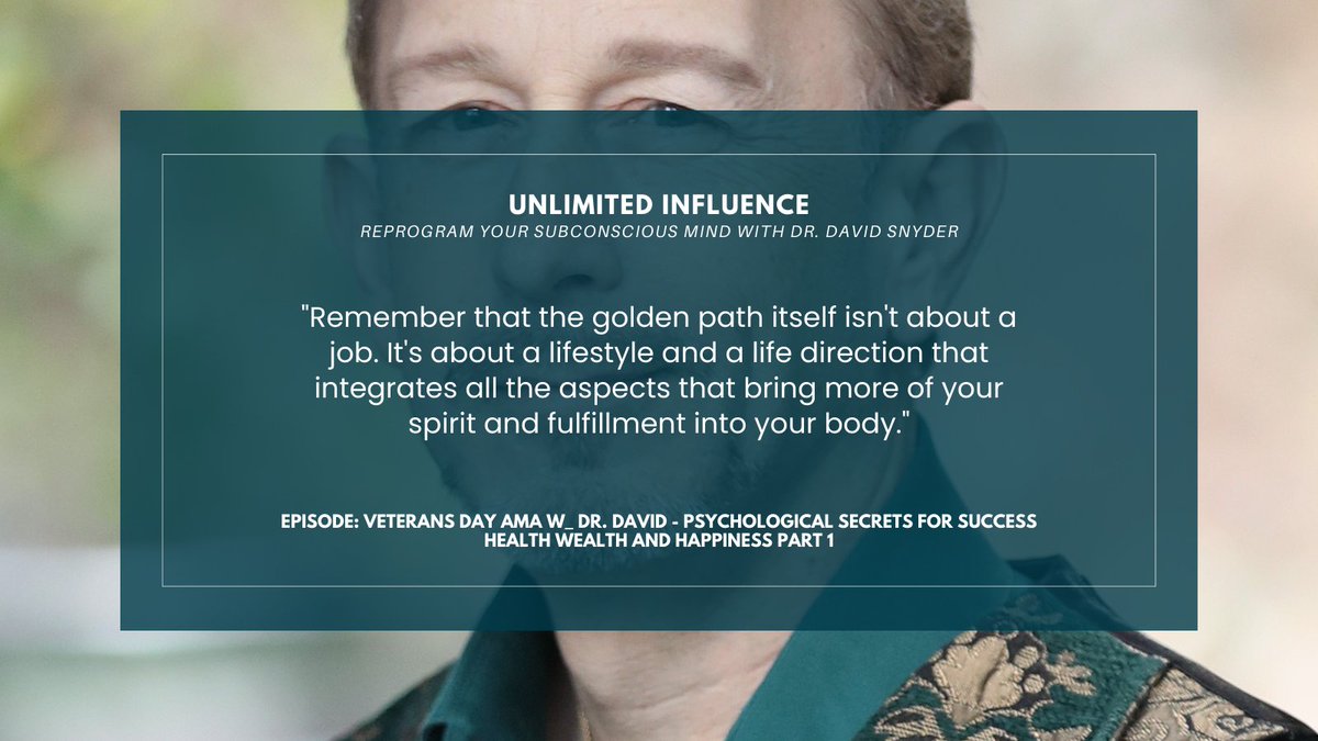 DavidSnyderNLP's tweet image. The Golden Path is not strictly career-related. It’s fully correlates to a lot of factors like your lifestyle, your sense of fulfillment, etc. #GoldenPath #NLP #Lifestyle
Podcast: bit.ly/3HATj20
YouTube: bit.ly/3aZDDsS