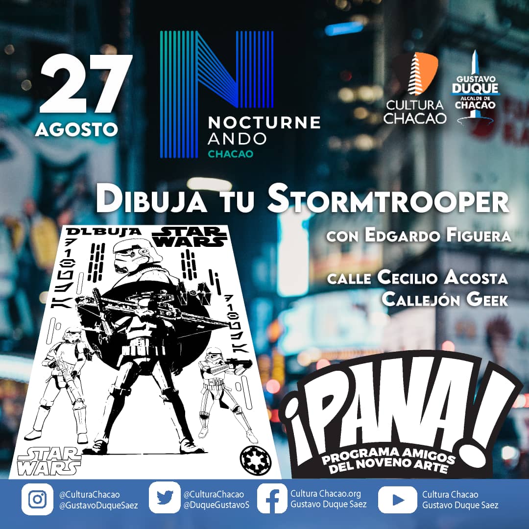 PANAcomicVe's tweet photo. Quieres dibujar un Stormtrooper? ve a #Nocturneando en la calle Cecilio Acosta de Chacao con Edgardo Figuera @culturachacao
De PANA para ti: #StarWars #ilustracion #callegeek #CaribeComic #ventadecomic #cosplay #articulosgeek #cienciaficcion #stormtrooper #maskedgeeks #comics https://t.co/si4N7Lo3L5