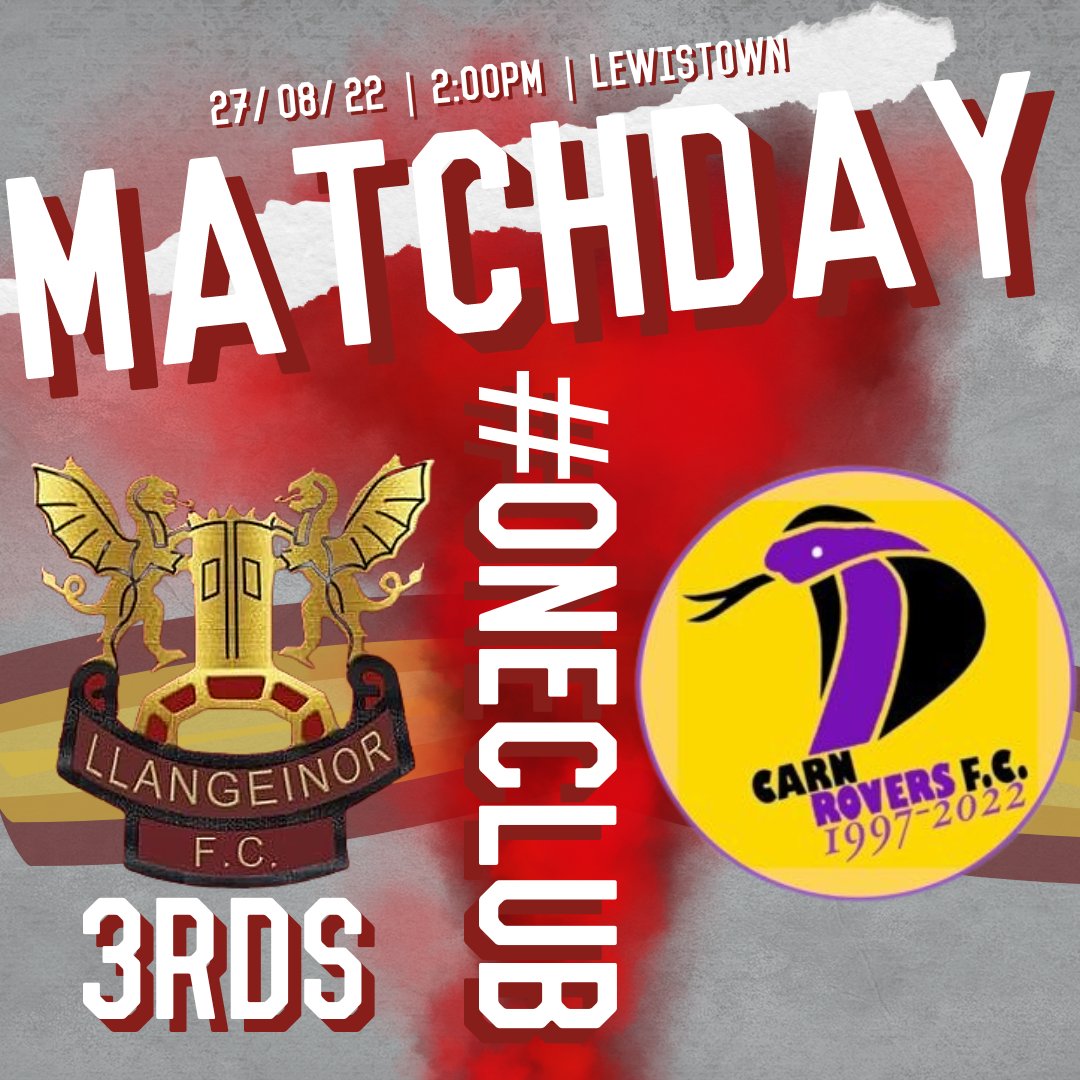 ‼️FIXTURES‼️

Our 2nds and 3rds are hoping to pick up their first wins of the season tomorrow with two home fixtures!

The 2nds host @Penybontfc2nds in Bettws whilst our 3rds have the small matter of a local derby as they welcome <a href="/CarnRovers_FC/">Carn Rovers FC</a> to Lewistown!

#OneClub ⚫️🔴