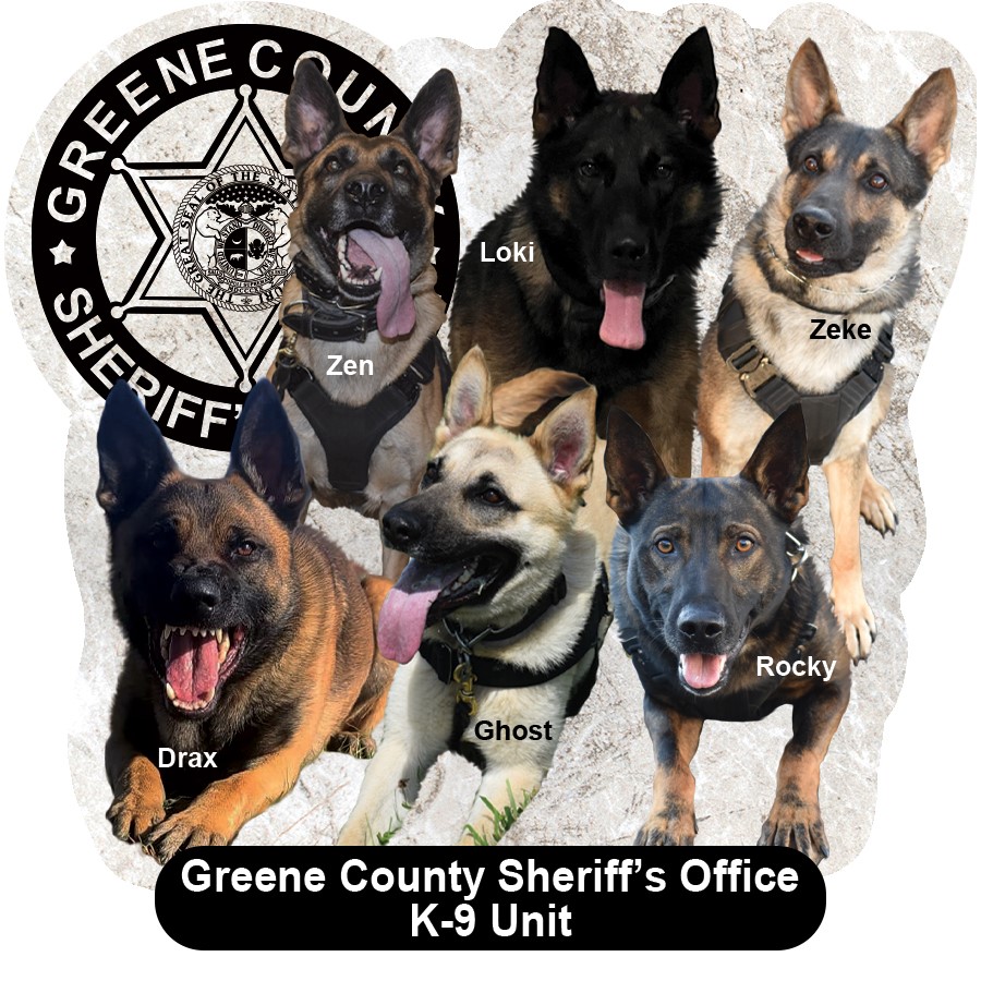 We heard it was National Dog Day and wanted to highlight our furry friends that work for the county!🐾

Drax, Ghost, Rocky, Zeke, Loki and Zen work on the K-9 Unit for the Greene County Sheriff's Office and Duo Dog Derby works with the Greene County Juvenile Office!