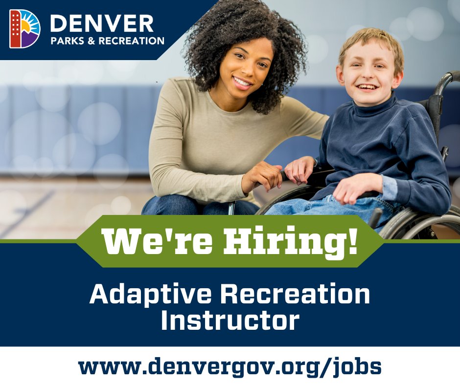 DenverCityJobs's tweet photo. Make a positive impact while feeding your passion for helping others as a part-time #AdaptiveRecreation Instructor with @denverparksrec! #WhereDenverWorks
- Apply: https://t.co/ZOLRf8sFtf
- Starting Pay: $16.00/hour https://t.co/uODYaEvamU