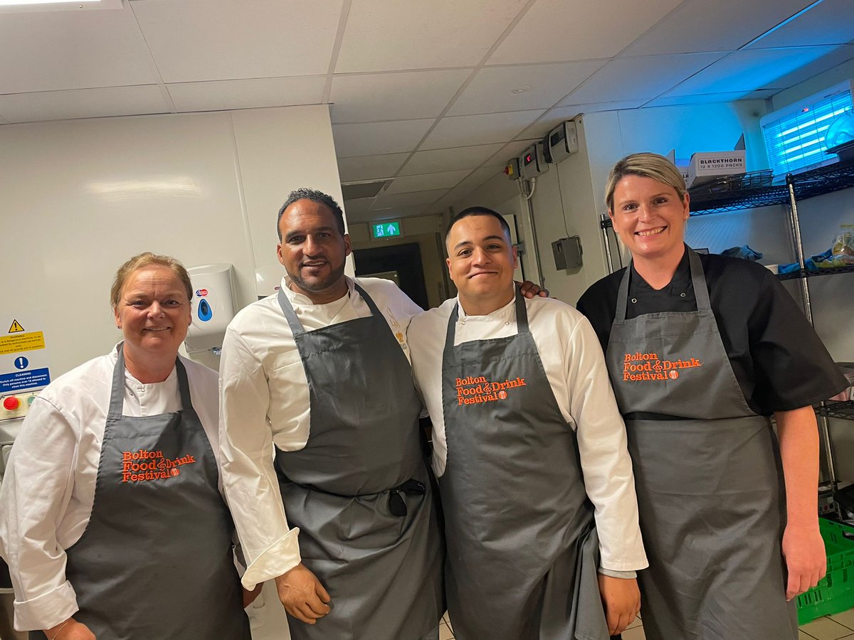 rumworthbistro's tweet photo. A successful days work with @SimonJWoodUK @nutsfood, @aidenbyrne, @HairyBikers, @Macaines1, @BoltonFoodFest., @cheftogo. The students &amp; staff have loved every minute. Well Done and thank you to all the chefs, you are all more than welcome to visit @rumworthbistro and our school. https://t.co/K0uj9DKe1v