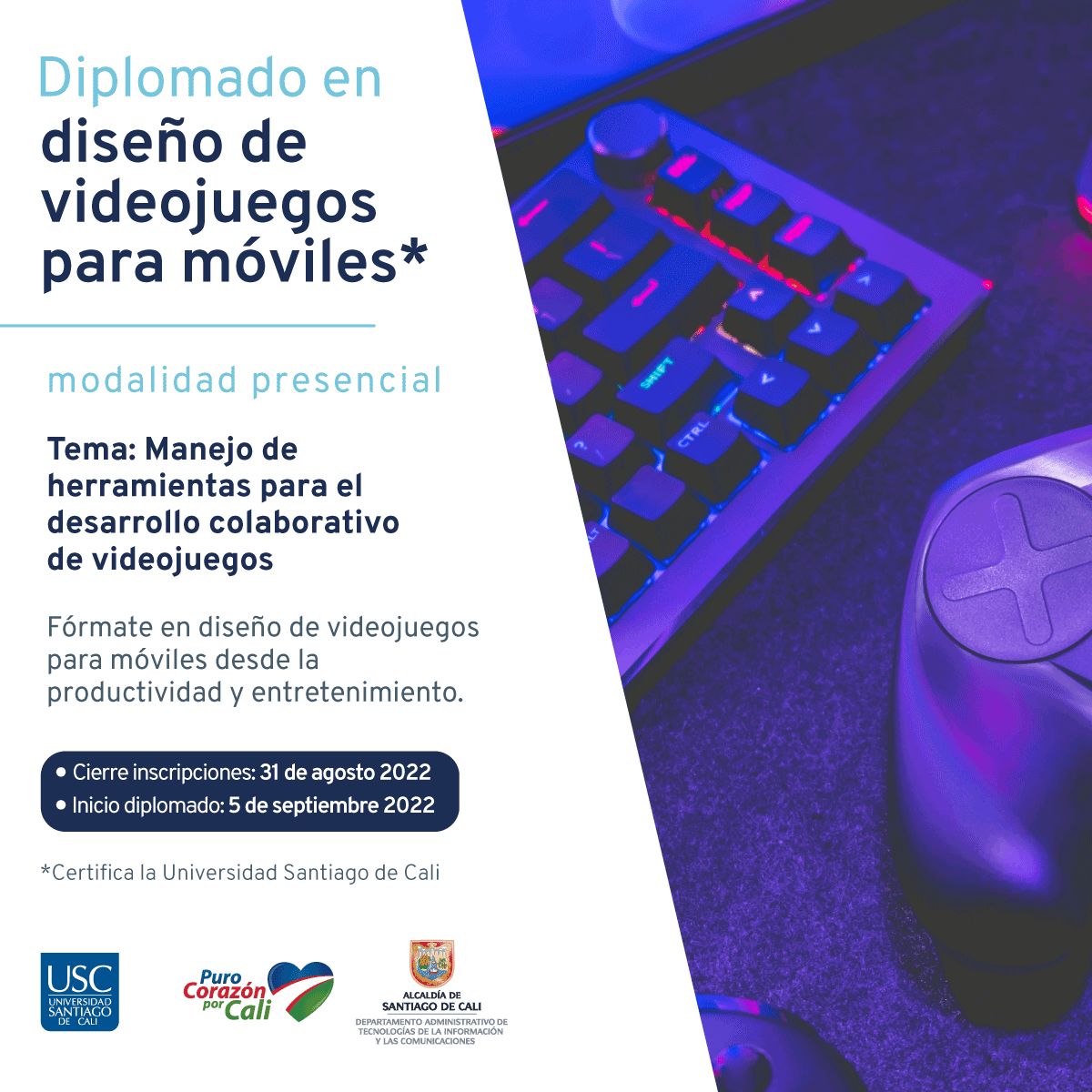 AlcaldiaDeCali's tweet photo. 📣Diplomados gratuitos para habitantes de las comunas 1, 15, 16 y 19. Para esta ocasión, serán certificados por la @usantiagodecali.

Inscríbase aquí: https://t.co/zgZRbqgqWu

@TICAlcaldiaCali @JorgeIvanOspina https://t.co/Wa6Lv1w3xu